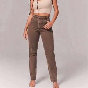Abercrombie & Fitch The 90s Straight Ultra High Rise Jeans Brown 31